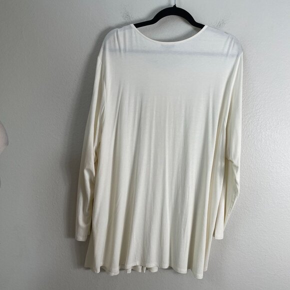 J Jill Wearever Womens Plus 3X Long Sleeve Tunic Top Ivory Pleated Stretch Shirt - Picture 9 of 9